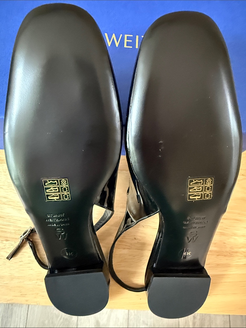 Stuart Weitzman Black Patent Leather Double-Strap Mary Jane Sling Flats - Picture 4 of 4